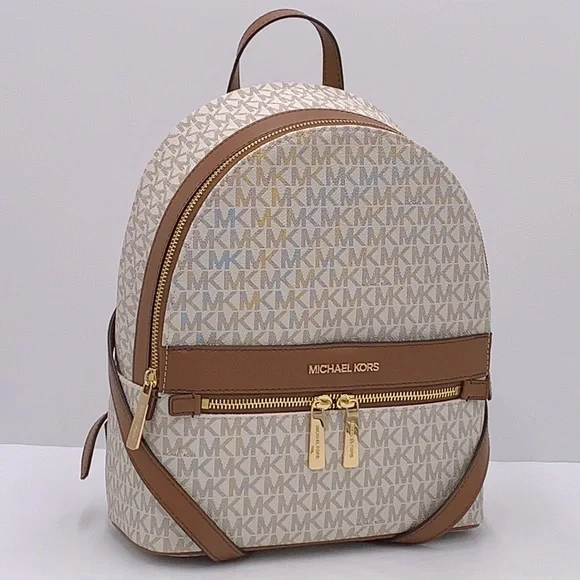 MICHAEL KORS Kenly Medium Backpack Signature Vanilla Bag - Picture 14 of 16